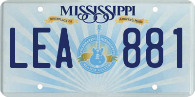 MS license plate LEA881