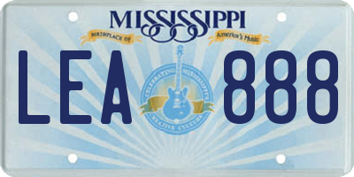 MS license plate LEA888