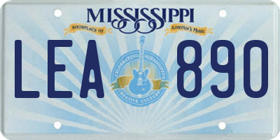 MS license plate LEA890