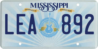 MS license plate LEA892