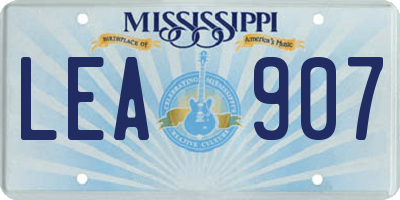 MS license plate LEA907