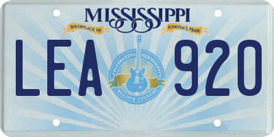 MS license plate LEA920