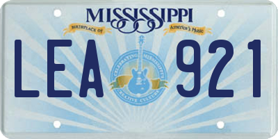 MS license plate LEA921