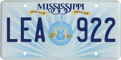 MS license plate LEA922
