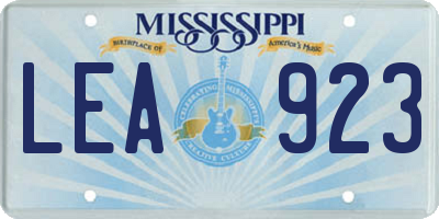 MS license plate LEA923