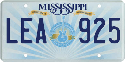 MS license plate LEA925