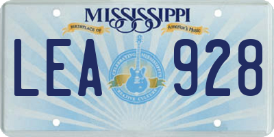 MS license plate LEA928