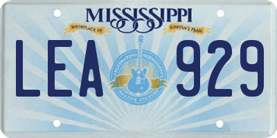 MS license plate LEA929
