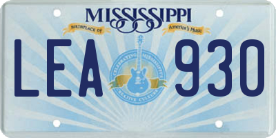 MS license plate LEA930
