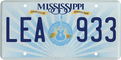 MS license plate LEA933