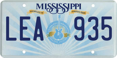 MS license plate LEA935