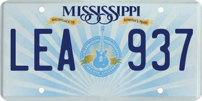 MS license plate LEA937