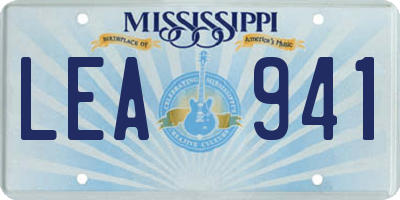 MS license plate LEA941