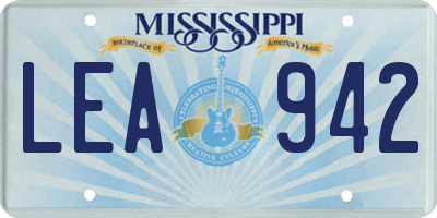 MS license plate LEA942