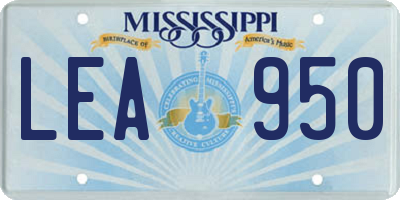 MS license plate LEA950