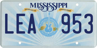 MS license plate LEA953