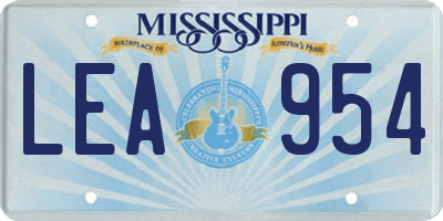 MS license plate LEA954