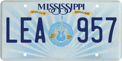 MS license plate LEA957
