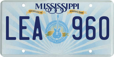 MS license plate LEA960