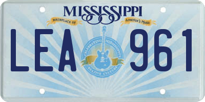 MS license plate LEA961