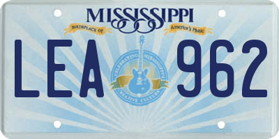 MS license plate LEA962