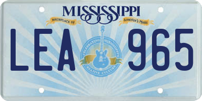 MS license plate LEA965