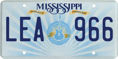 MS license plate LEA966