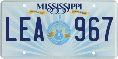 MS license plate LEA967