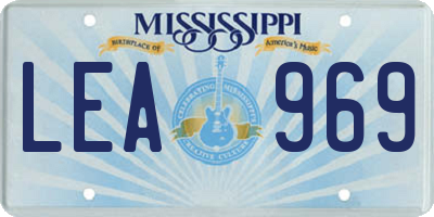 MS license plate LEA969