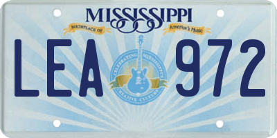 MS license plate LEA972