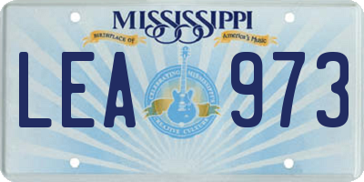 MS license plate LEA973