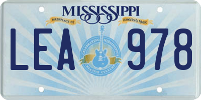 MS license plate LEA978