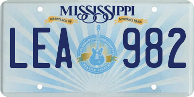 MS license plate LEA982