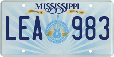 MS license plate LEA983