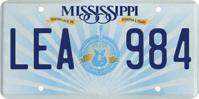 MS license plate LEA984