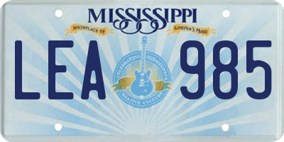 MS license plate LEA985