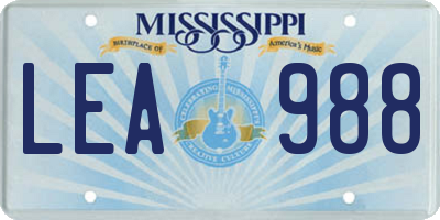 MS license plate LEA988
