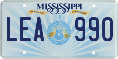 MS license plate LEA990
