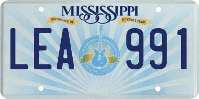 MS license plate LEA991