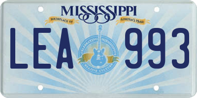 MS license plate LEA993