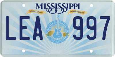 MS license plate LEA997