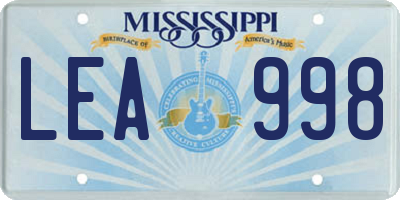 MS license plate LEA998
