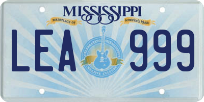 MS license plate LEA999