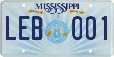 MS license plate LEB001
