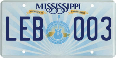 MS license plate LEB003