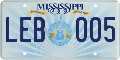 MS license plate LEB005