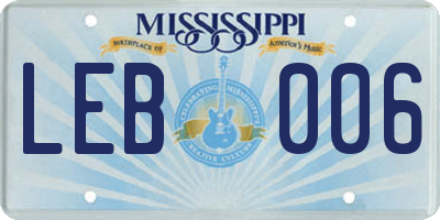 MS license plate LEB006