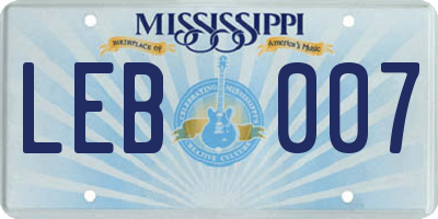 MS license plate LEB007