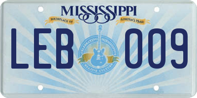 MS license plate LEB009