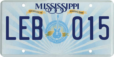 MS license plate LEB015